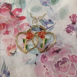 not branded Jewelry - 🌹Cute rose and gold heart earrings❤️ not branded Jewelry - 🌹Cute rose and gold heart earrings❤️